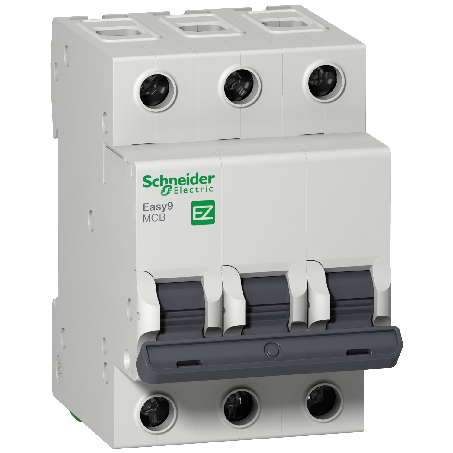 Mini disjuntor Easy9 3P, 10A, Curva C, 3kA em 400VCA