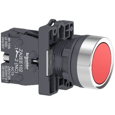  Botão Ø22mm plástico, retorno por mola, vermelho, NF XA2EA42