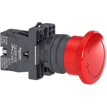 Botão de  emergência completo, Easy plástico,  22 mm, girar para destravar, 1 NF
