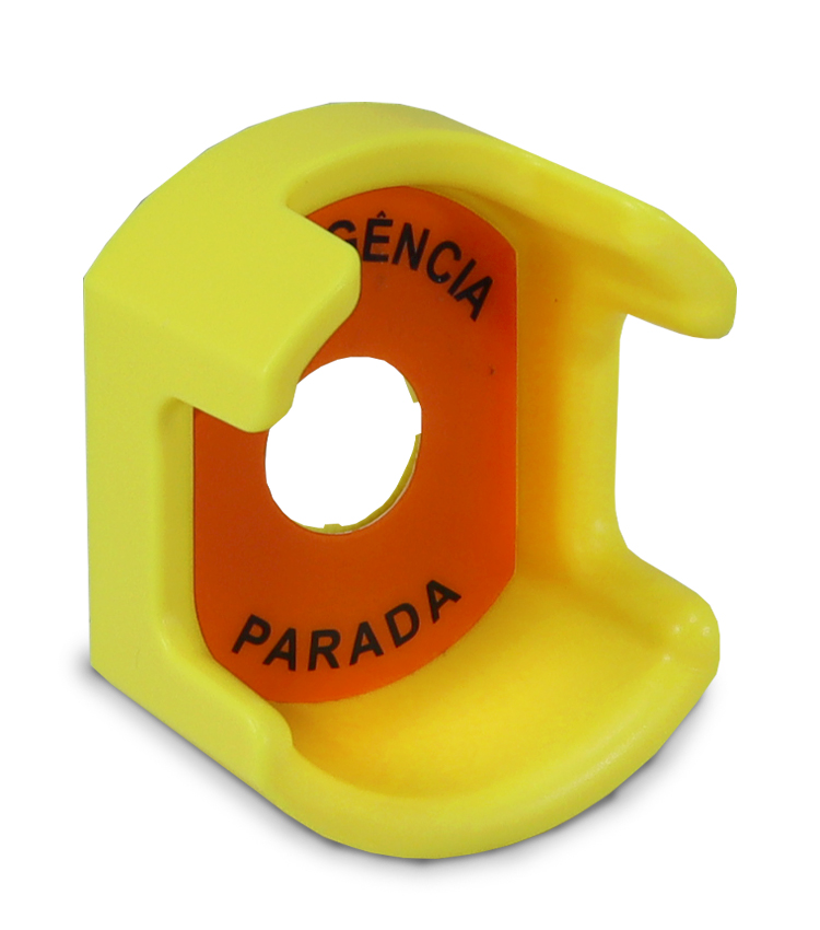 Proteção Plástica Guarda Alta cor Amarela SA-EG2 para Botões de Emergência com Placa Emergência.