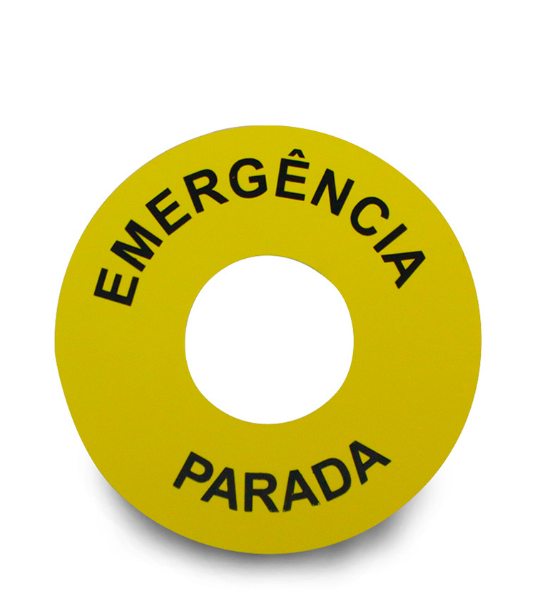 Placa de Identificação EMERGÊNCIA Modelo Part-B para Botões tipo Cogumelo 22mm