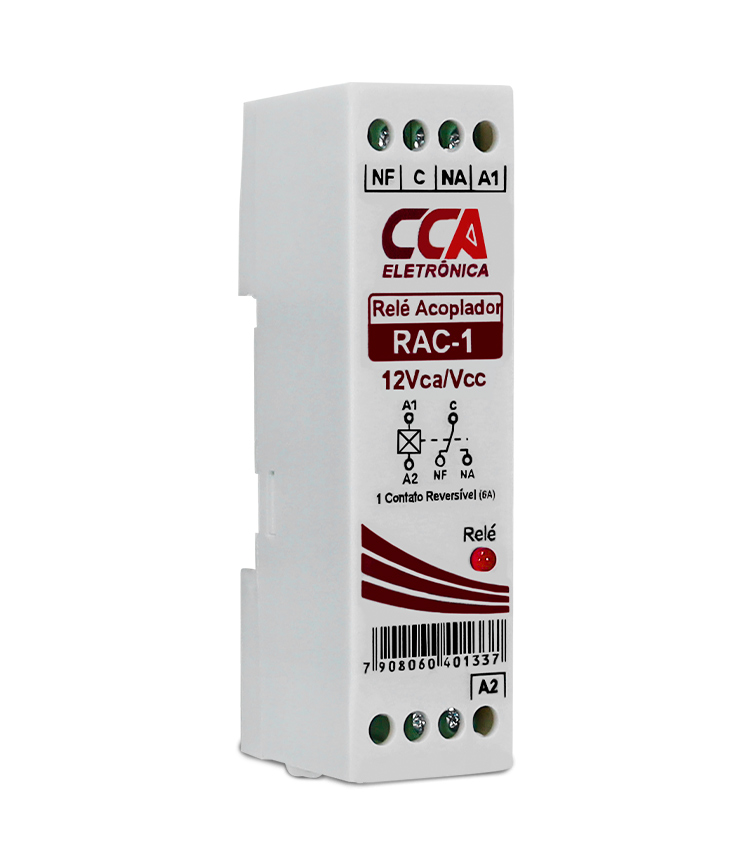 Relé Acoplador 12Vca/Vcc, 24Vca/Vcc e 220Vca/Vcc, com 1 ou 2  (NA/NF)